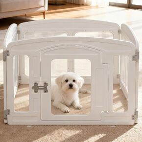Clear Acrylic Dog Playpen Indoor, Height 24 inch, 4 Panels for Small and Puppy Dogs, White in Saudi Arabia