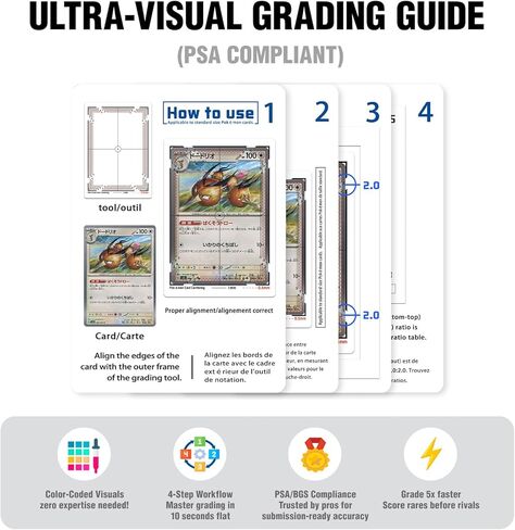 Card Centering Grading Tool Kit for Pokemon Trading Cards, Card Grading Kit with Thickness Measuring Card, LED Clarity Tool Set, Trading Card Measuring Tools and Accessories in Kuwait