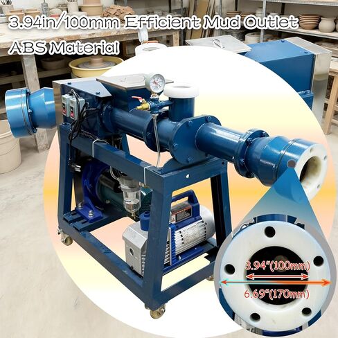 INTSUPERMAI 220V Industrial Vacuum Pug Mill Professional Heavy-Duty Electric Clay Extruder & Mixer for Ceramics 440-880lb/Hour, 2.75KW, Φ3.94in/100mm Mud Outlet, Ceramic Clay Mixing Extruder Pug Mill in Saudi Arabia