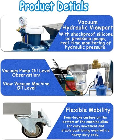 Banfluxion 220V Vacuum Pug Mill – Industrial 3.94-Inch Outlet, Stainless Steel Dual-Shaft Clay Mixer & Extruder, 2.75KW Motor, 440-880 lbs/h for Studio & Production in Kuwait