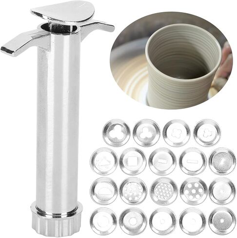 Acouto Aluminum Alloy Clay Squeezer Extruder Tool with 19 Tip for DIY Art and Cake Modeling in Saudi Arabia