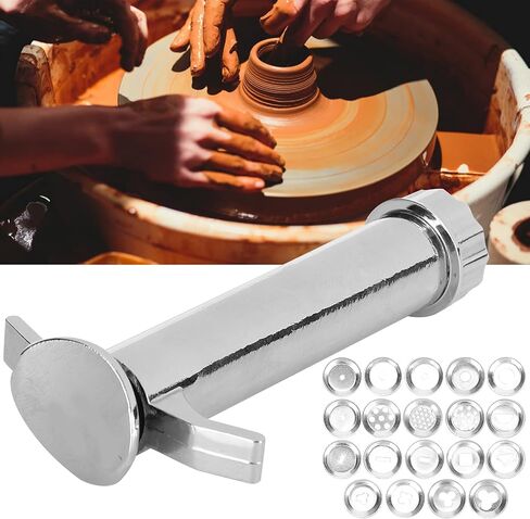 Acouto Aluminum Alloy Clay Squeezer Extruder Tool with 19 Tip for DIY Art and Cake Modeling in Saudi Arabia