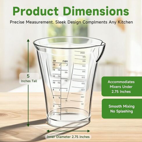 Blender Measuring Cup, 16 oz, Immersion Blender Cup, 16 Ounce (500ml), Compatible with Cuisinart Hand Blender CSB 79, CSB-79MC CSB 79MC CSB 79, for Sauce Smoothies Egg Mixture Etc. in Kuwait