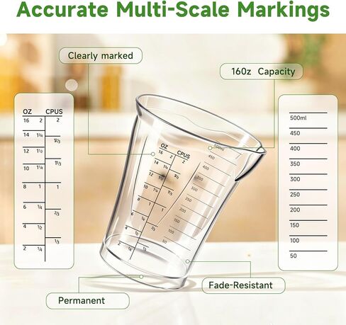 Blender Measuring Cup, 16 oz, Immersion Blender Cup, 16 Ounce (500ml), Compatible with Cuisinart Hand Blender CSB 79, CSB-79MC CSB 79MC CSB 79, for Sauce Smoothies Egg Mixture Etc. in Kuwait