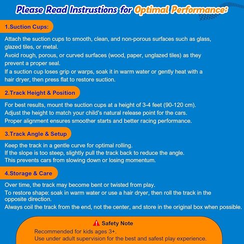 مسار سيارة سباق مرن للأطفال - لعبة مسار سباق بطول 15 قدمًا مع أكواب شفط، مسار سباق محمول قابل للطي متوافق مع سيارات دييكاست 1/64، عيد الميلاد للأولاد والبنات من عمر 3 سنوات فما فوق in Kuwait