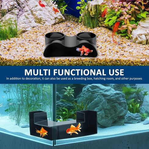 2-Pack Aquarium Underground Tunnel, Black, Fish Tank Landscape, Fish and Shrimp Hiding in The cave, Aquarium Landscape in Kuwait
