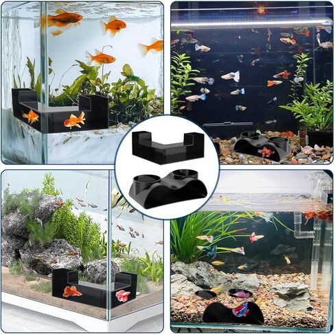 2-Pack Aquarium Underground Tunnel, Black, Fish Tank Landscape, Fish and Shrimp Hiding in The cave, Aquarium Landscape in Kuwait