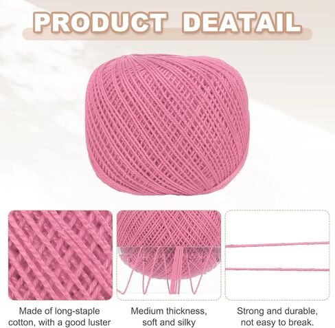 MECCANIXITY Crochet Thread Pearl Cotton Size 3 Pure Pink 164 Yards for Crocheting Tatting Knitting Embroidery Sewing in Saudi Arabia