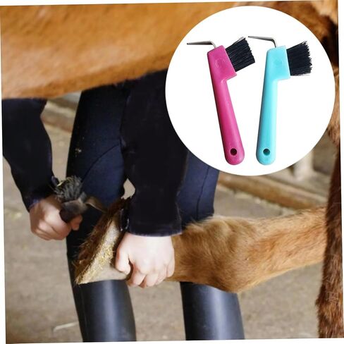 هوف بيك 2 قطعة فرشاة حصان بديلة محمولة على شكل حدوة حصان مع فتحة معلقة لتنظيف مستلزمات الحصان، اختيار حافر بلون عشوائي in Kuwait