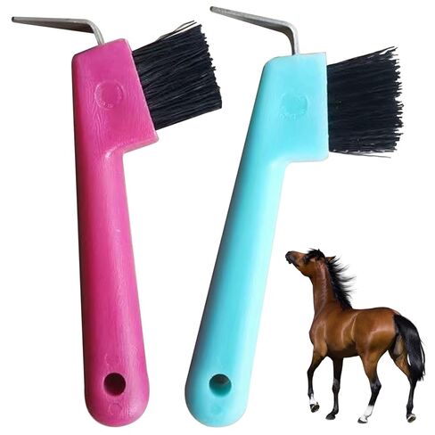 هوف بيك 2 قطعة فرشاة حصان بديلة محمولة على شكل حدوة حصان مع فتحة معلقة لتنظيف مستلزمات الحصان، اختيار حافر بلون عشوائي in Kuwait