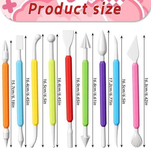 9 Pcs Air Dry Clay Tools, Double Head Clay Sculpting Tools for Adults Plastic Polymer Clay Tool for Molding Shaping Carving Dotting Trimming Pottery Cake Decoration DIY Craft in Saudi Arabia
