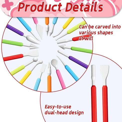 9 Pcs Air Dry Clay Tools, Double Head Clay Sculpting Tools for Adults Plastic Polymer Clay Tool for Molding Shaping Carving Dotting Trimming Pottery Cake Decoration DIY Craft in Saudi Arabia