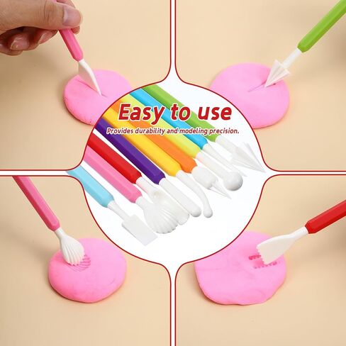 9 Pcs Air Dry Clay Tools, Double Head Clay Sculpting Tools for Adults Plastic Polymer Clay Tool for Molding Shaping Carving Dotting Trimming Pottery Cake Decoration DIY Craft in Saudi Arabia