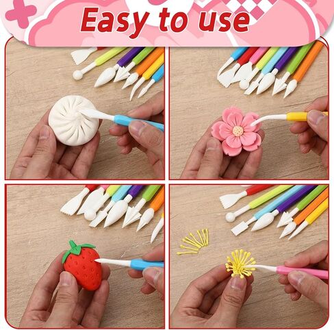 9 Pcs Air Dry Clay Tools, Double Head Clay Sculpting Tools for Adults Plastic Polymer Clay Tool for Molding Shaping Carving Dotting Trimming Pottery Cake Decoration DIY Craft in Saudi Arabia