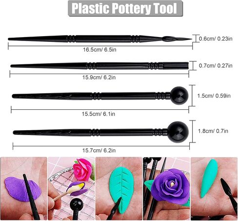 Allazone 31 PCS Acrylic Clay Roller with Acrylic Sheet, Acrylic Sheet Backing Board, Plastic Scraper, Sculpting Tools, Dabbing Tool, Dot Painting Tool for Shaping and Sculpting in Saudi Arabia