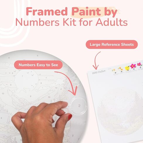 KularStock Paint by Numbers Kit for Adults, 2-Pack 10 Inch Round Framed Canvases with Wooden Easels, Sip and Paint Set in Saudi Arabia