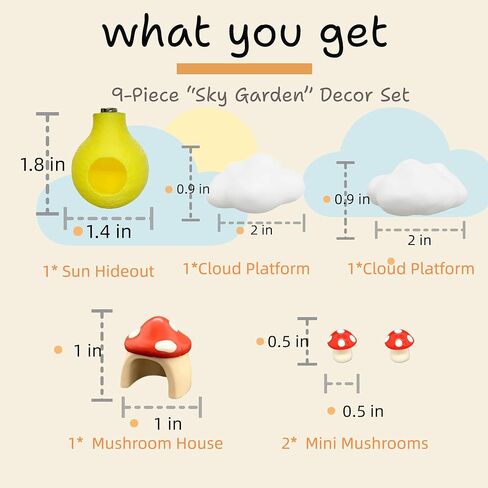 9 Pcs Sky Garden Accessories Kit for Jumping Spiders - with Cloud Platforms, Sun & Mushroom Hideouts, Ladder & Web,Creates an Enchanted Canopy, No Enclosure Included (Burlywood) in Saudi Arabia