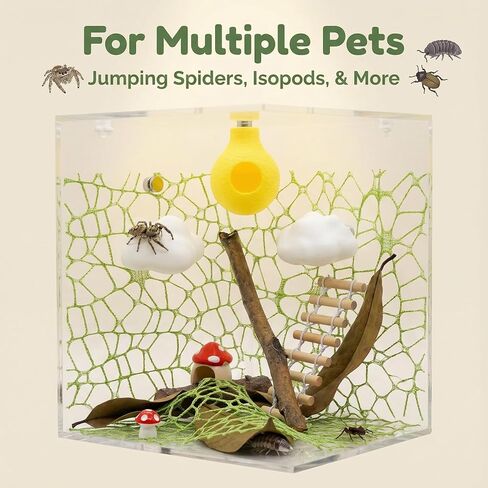 9 Pcs Sky Garden Accessories Kit for Jumping Spiders - with Cloud Platforms, Sun & Mushroom Hideouts, Ladder & Web,Creates an Enchanted Canopy, No Enclosure Included (Burlywood) in Saudi Arabia
