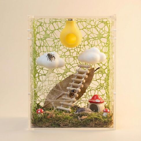 9 Pcs Sky Garden Accessories Kit for Jumping Spiders - with Cloud Platforms, Sun & Mushroom Hideouts, Ladder & Web,Creates an Enchanted Canopy, No Enclosure Included (Burlywood) in Saudi Arabia