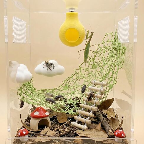 9 Pcs Sky Garden Accessories Kit for Jumping Spiders - with Cloud Platforms, Sun & Mushroom Hideouts, Ladder & Web,Creates an Enchanted Canopy, No Enclosure Included (Burlywood) in Saudi Arabia