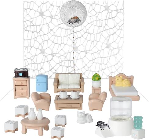 Jumping Spider Enclosure Accessories Set–25 Pcs Home Style Kit with Magnetic Hiding Habitat,Water Dispenser, White Climbing Web and Enclosure Decor for Pet Spider in Saudi Arabia