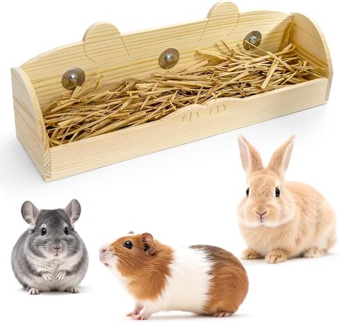 Hedume Rabbit Hay Feeder, Wooden Bunny Food Feeding Manger, Rabbit Hay Holder Less Wasted Food Dispenser for Guinea Pig, Chinchilla, Hamster in Saudi Arabia