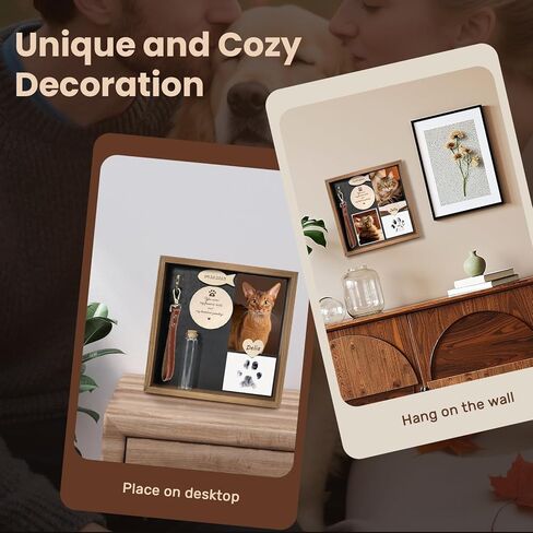 Cat Memorial Gifts for Loss of Cat, Pet Memorial Gifts for Cats, 8.6'' Shadow Box with Wooden Sculptures, Fur Jar, Sympathy Gift for Tabletop Display & Wall Hanging in Saudi Arabia