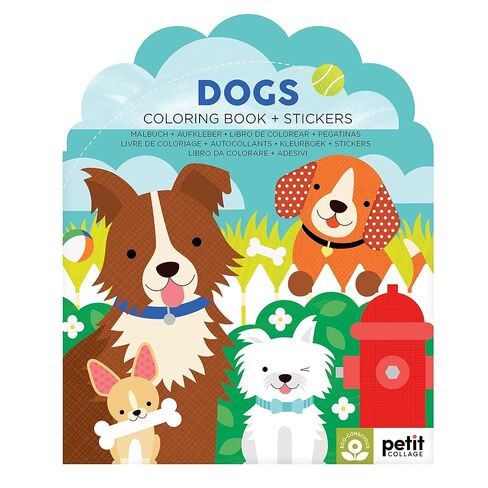 Petit Collage Dogs Coloring Book + Stickers in Saudi Arabia