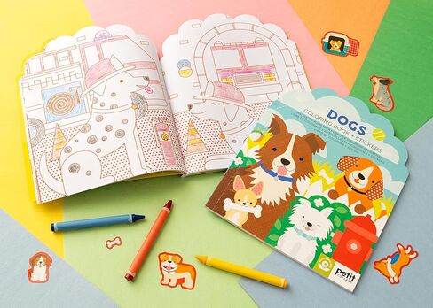 Petit Collage Dogs Coloring Book + Stickers in Saudi Arabia