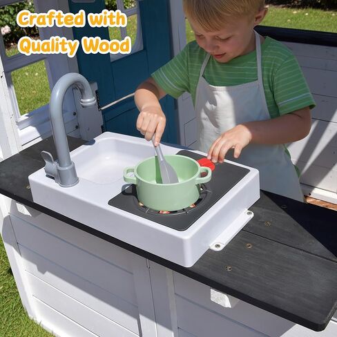 بيت لعب خشبي للأطفال مع حوض مطبخ وصندوق بريد وجرس باب للعمل، وبيت لعب للأطفال في الهواء الطلق مع باب هولندي وباب للكلاب وملحقات للفناء الخلفي وسوق التظاهر ومتعة العطلات in Kuwait