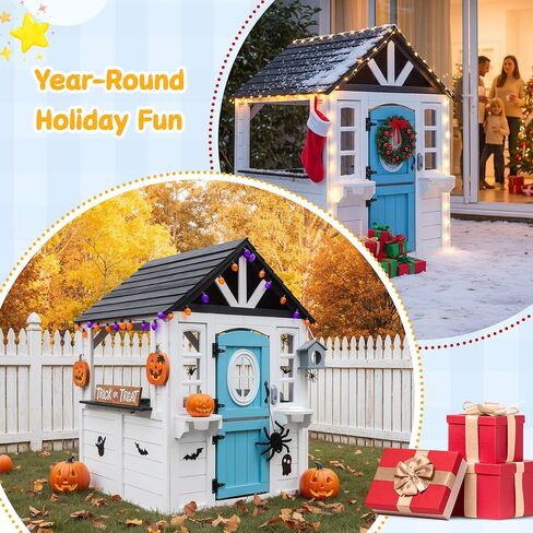 بيت لعب خشبي للأطفال مع حوض مطبخ وصندوق بريد وجرس باب للعمل، وبيت لعب للأطفال في الهواء الطلق مع باب هولندي وباب للكلاب وملحقات للفناء الخلفي وسوق التظاهر ومتعة العطلات in Kuwait