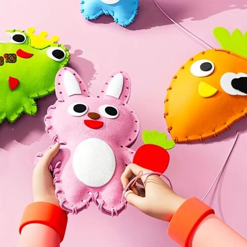 8-Piece Complete Beginner Sewing Kit - Four-Season DIY Felt Craft Kit - Learn Sewing and Embroidery to Make Animals, Including Fabric, Needles and Thread in Saudi Arabia