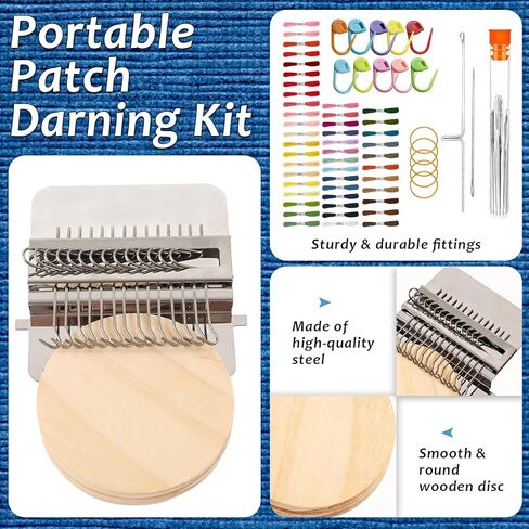 مجموعة KUNAL Patch Maker 2.0، مجموعة تلوح في الأفق، مجموعة نول صغيرة محمولة مع 14 خطافًا، لإصلاح الخياطة بسرعة، والخياطة، ومجموعة الحياكة للمبتدئين in Kuwait