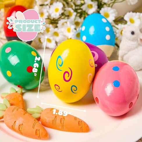 JOYIN 6 Packs Easter Wooden Egg Shakers Maracas Percussion Musical for Easter Basket Stuffer Filler, Classroom Prize Supplies, Musical Instrument for Kids, Easter Hunt in Saudi Arabia