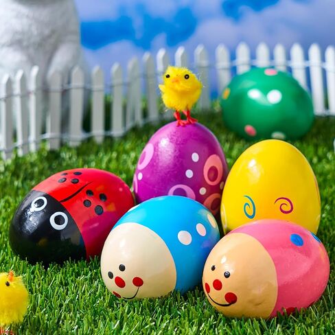 JOYIN 6 Packs Easter Wooden Egg Shakers Maracas Percussion Musical for Easter Basket Stuffer Filler, Classroom Prize Supplies, Musical Instrument for Kids, Easter Hunt in Saudi Arabia