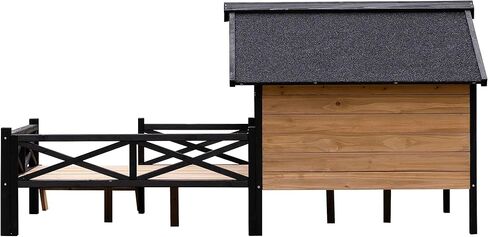 gdfstudio بيت الكلب كبير في الهواء الطلق مانعة لتسرب الماء مع سطح الشرفة، بيت الكلب الخشبي للكلاب XL خارج، كبير جدا مرتفعة المقصورة الكلب المأوى، التنوب بيوت الكلاب الخشب، 66.9 "ث × 43.3" د × 32.7 "ح، العسل in Kuwait