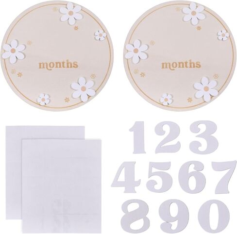 CHGCRAFT 2 Set Baby Monthly Milestone Cards Round Shape Monthly Milestone Discs with Announcement Sign for Baby Growth in Saudi Arabia