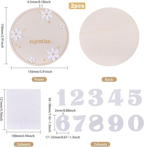 CHGCRAFT 2 Set Baby Monthly Milestone Cards Round Shape Monthly Milestone Discs with Announcement Sign for Baby Growth in Saudi Arabia
