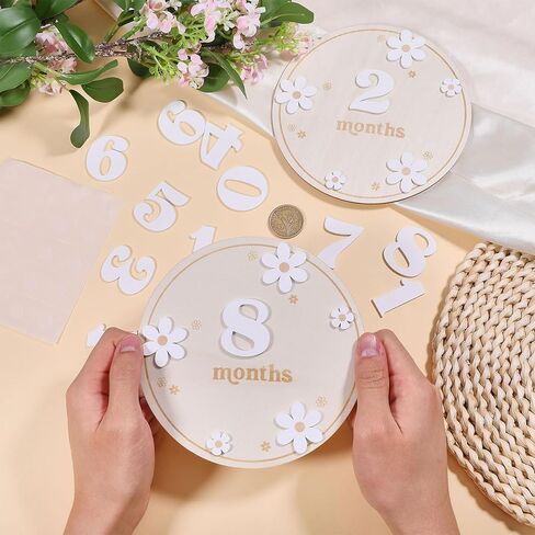 CHGCRAFT 2 Set Baby Monthly Milestone Cards Round Shape Monthly Milestone Discs with Announcement Sign for Baby Growth in Saudi Arabia