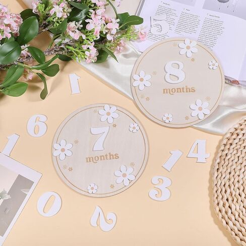 CHGCRAFT 2 Set Baby Monthly Milestone Cards Round Shape Monthly Milestone Discs with Announcement Sign for Baby Growth in Saudi Arabia