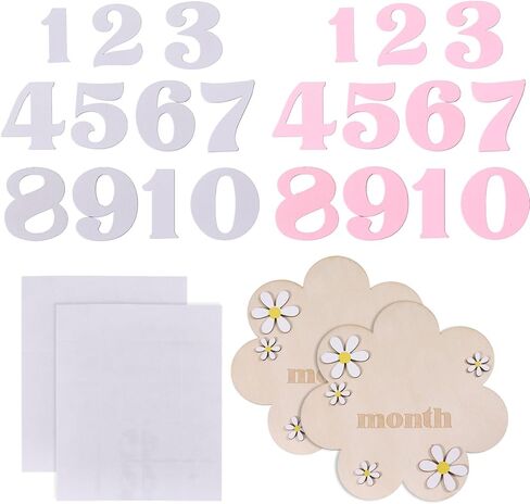 CHGCRAFT 2 Set 2 Colors Baby Monthly Milestone Cards Flower Shape Monthly Milestone Discs with Announcement Sign for Baby Growth in Saudi Arabia