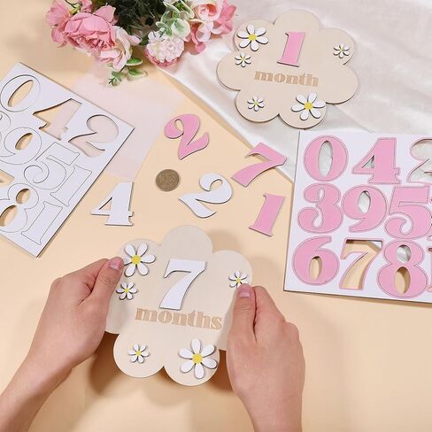 CHGCRAFT 2 Set 2 Colors Baby Monthly Milestone Cards Flower Shape Monthly Milestone Discs with Announcement Sign for Baby Growth in Saudi Arabia