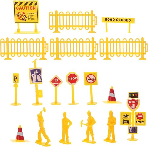 108 قطعة إشارات المرور على الطرق Playset علامات الشوارع مخاريط المرور الصغيرة إشارة اللعب أضواء الشوارع للأطفال تعليم السلامة اللعب in Kuwait