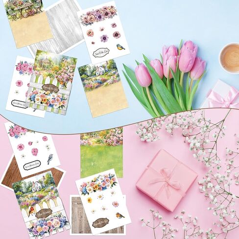 Gueevin 18 Set Petals Picket Fence Card Making Kit for Card Making Supplies & Crafting with Sticky Foam Pads Spring Handmade DIY Supplies Holiday Gift for Birthday Party in Kuwait