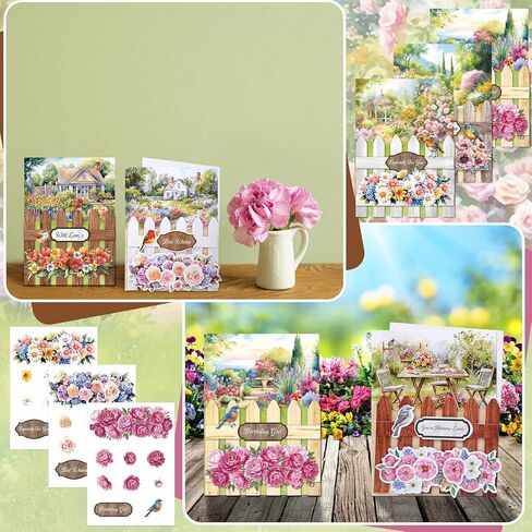 Gueevin 18 Set Petals Picket Fence Card Making Kit for Card Making Supplies & Crafting with Sticky Foam Pads Spring Handmade DIY Supplies Holiday Gift for Birthday Party in Kuwait
