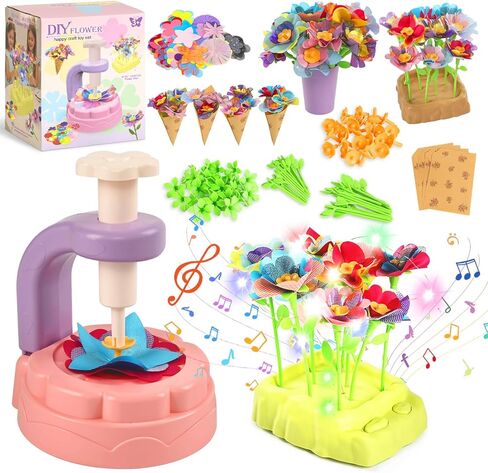 ألعاب باقات الزهور من قماش كانديفوس مع الموسيقى والضوء، مجموعة أدوات يدوية يدوية للفتيات من سن 3 إلى 12 عامًا، ألعاب تعليمية إبداعية، هدايا عيد ميلاد خالية من الفوضى للفتيات الصغيرات 4 5 6 7 8 9 سنوات in Kuwait