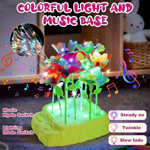 ألعاب باقات الزهور من قماش كانديفوس مع الموسيقى والضوء، مجموعة أدوات يدوية يدوية للفتيات من سن 3 إلى 12 عامًا، ألعاب تعليمية إبداعية، هدايا عيد ميلاد خالية من الفوضى للفتيات الصغيرات 4 5 6 7 8 9 سنوات in Kuwait