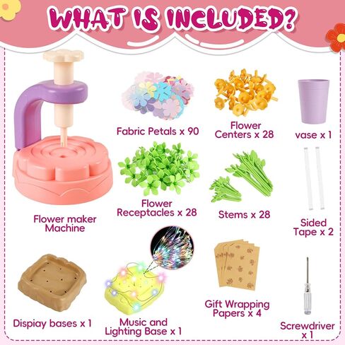 ألعاب باقات الزهور من قماش كانديفوس مع الموسيقى والضوء، مجموعة أدوات يدوية يدوية للفتيات من سن 3 إلى 12 عامًا، ألعاب تعليمية إبداعية، هدايا عيد ميلاد خالية من الفوضى للفتيات الصغيرات 4 5 6 7 8 9 سنوات in Kuwait