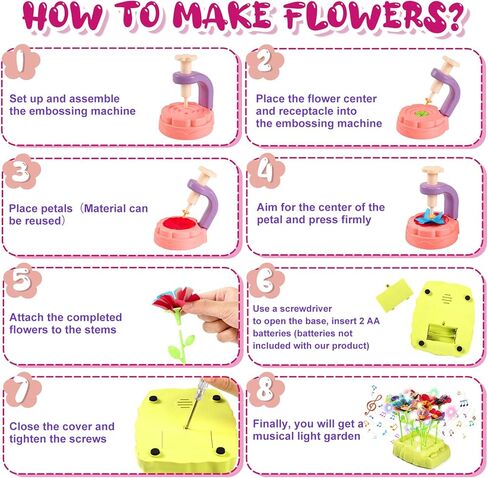 ألعاب باقات الزهور من قماش كانديفوس مع الموسيقى والضوء، مجموعة أدوات يدوية يدوية للفتيات من سن 3 إلى 12 عامًا، ألعاب تعليمية إبداعية، هدايا عيد ميلاد خالية من الفوضى للفتيات الصغيرات 4 5 6 7 8 9 سنوات in Kuwait