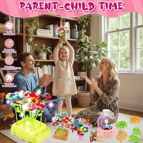 ألعاب باقات الزهور من قماش كانديفوس مع الموسيقى والضوء، مجموعة أدوات يدوية يدوية للفتيات من سن 3 إلى 12 عامًا، ألعاب تعليمية إبداعية، هدايا عيد ميلاد خالية من الفوضى للفتيات الصغيرات 4 5 6 7 8 9 سنوات in Kuwait